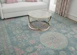 close up of modern hand knotted rug weave