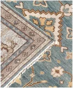 Heirloom quality blue Oushak carpet styling option for master bedroom